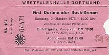 October 02, 1976 Golden Earring show ticket#4471 Dortmund - Westfalen Halle